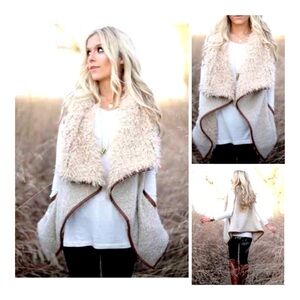 LOVE TREE Sherpa Faux Fur Vest - Natural